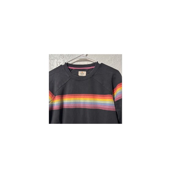 Marine Layer Anytime Sweatshirt Rainbow Stripe Washed Black Womens Medium - Picture 3 of 4